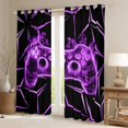 thumbnail image 2 of Manfei Neon Purple Gamepad Black Out Curtains for Boys, Honeycomb Abstract Curtains Pack of 2 (42x63 Each), Mystic Glitter Galaxy Bedroom Curtains, Window Curtains Decor, 2 of 6