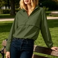 thumbnail image 5 of Antinious Women Casual Windbreaker Jacket Collar Drawstring Hem Hoodless Solid Long Sleeve Comfy, 5 of 5