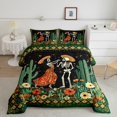 thumbnail image 2 of jejeloiu Colorful Rustic Flower Bedding Comforter Set,Funny Halloween Skull Twin Comforter Sets,Gothic Skeleton Bedding Set For Children,Super Cozy Room Decor Reversible,2pcs, 2 of 8