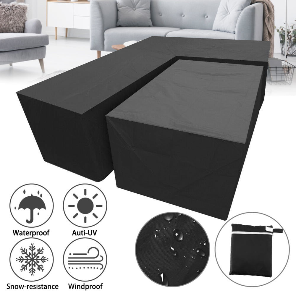 ZJBJ Patio Furniture Covers Outdoor Sectional Curved Couch Protector 600D Heavy Duty Black 190x36x39 Inches Waterproof for Half-Moon Sofa Sets