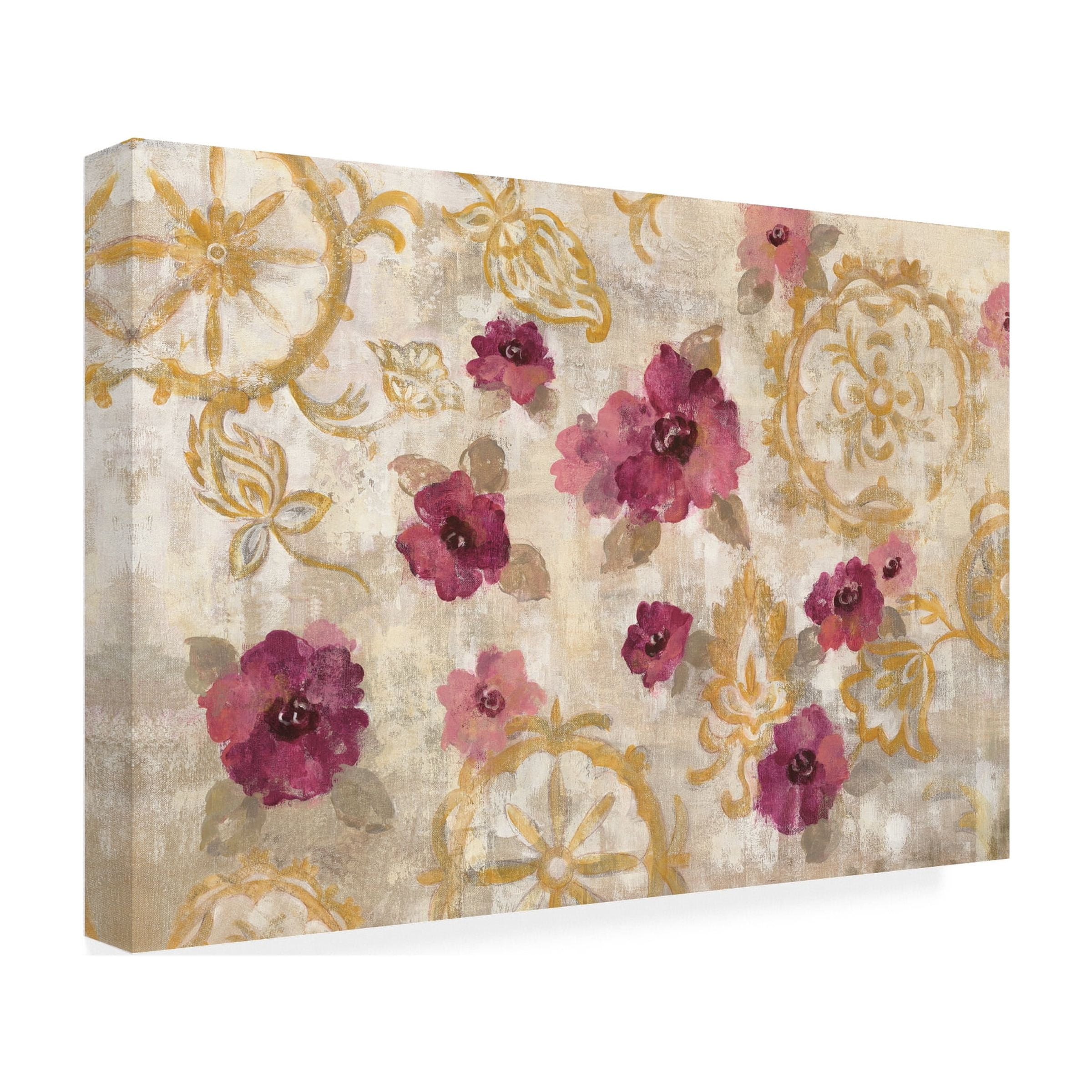 Trademark Fine Art 'Elegant Fresco Gold Floral' Canvas Art by Silvia Vassileva
