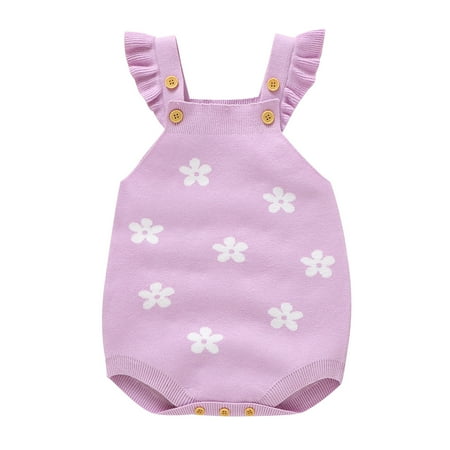 RGDYPKO Girls Jumpsuit Kids Fashion Romper Newborn Infant Baby Girl Boy Floral Ruffle Knit Sweater Romper Sleeveless Bodysuit Clothes Outfit Clothing Loose Kids Overalls Size 12-18 Months