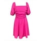 thumbnail image 4 of Vestido plisado con cuello cuadrado y mangas abullonadas para mujer - Vestido mini informal de verano en color liso - S-XXL, 4 of 5