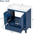 thumbnail image 2 of 30" Bathroom Vanity with Sink Set, Solid Wood Bathroom Cabinet with One Drawer and Storage Doors, Multi-function Single Bathroom Vanity with Undermount Sink, Blue, 2 of 18
