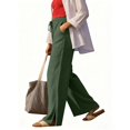 thumbnail image 6 of AHTJRT High Waist Linen Pants for Women Casual Elastic Drawstrings Trousers with Pockets Breathable Straight Wide Leg Slacks Pants Green S, 6 of 10