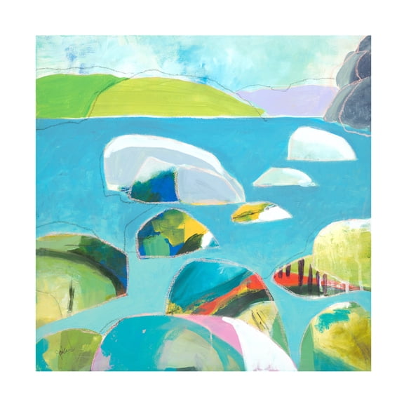 Canvas Wall Art - Jan Weiss 'Sand Harbor Lake Tahoe 3' Wall Art for Living Room, Bedroom, or Office Décor by Trademark Fine Art - 14 x 14 Inches