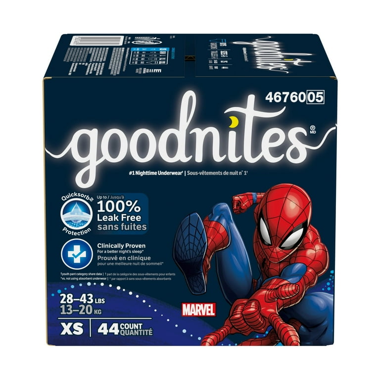高質 Bedwetting Goodnites Underwear 44 lbs), (28-43 XS Boys, for おむつ用品