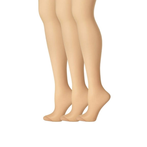 Hanes Silk Reflections Control Top, Reinforced Toe Pantyhose 3 Pair Pack of 3