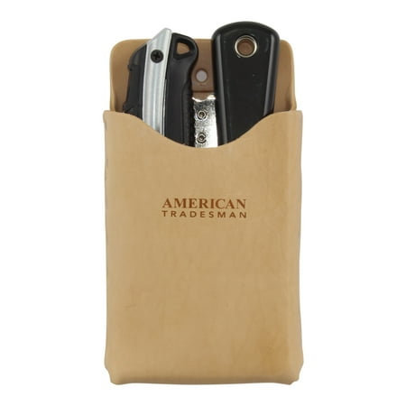 

American Tradesman 918C - Top Grain Leather Box Shaped Tool Pouch w/Belt Clip