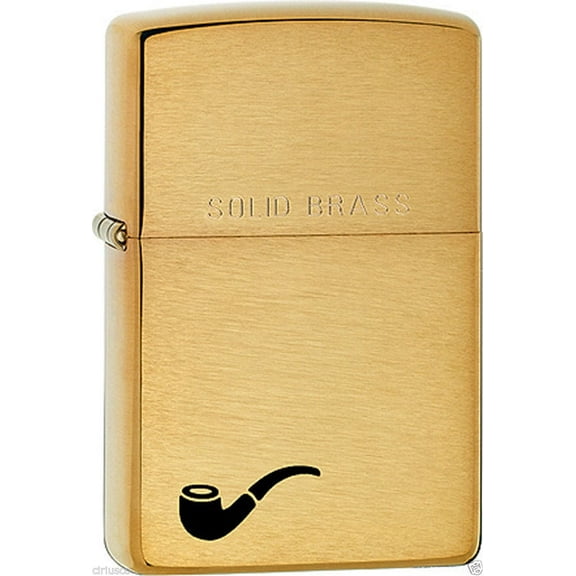 Solid Brass Pipe Zippo Lighter with Pipe Smokers Logo