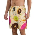 thumbnail image 2 of Wukai Donuts Print Beach Trunks with Compression Liner Swimsuit Quick Dry Beach Sports Shorts with Pocket-Large, 2 of 8