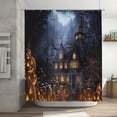 thumbnail image 6 of Halloween Shower Curtain, Halloween Houses Anime Fantasy Autumn Black Cartoon Bathroom Decor 72x72 Inches with Hooks, 6 of 6