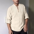 thumbnail image 2 of Mens Shirts Long Sleeve Solid Color Casual Fashion Vintage Loose Fit Daily Shirt Top L, 2 of 7