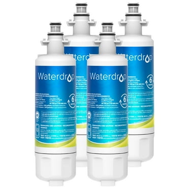 Waterdrop 469690 ADQ36006101 Refrigerator Water Filter, Replacement for LG® LT700P® , ADQ36006102, Kenmore 9690, LFXS30766S, LFXS24623S, FML-3, RFC1200A, RWF1200A, WSL-3, Pack of 4