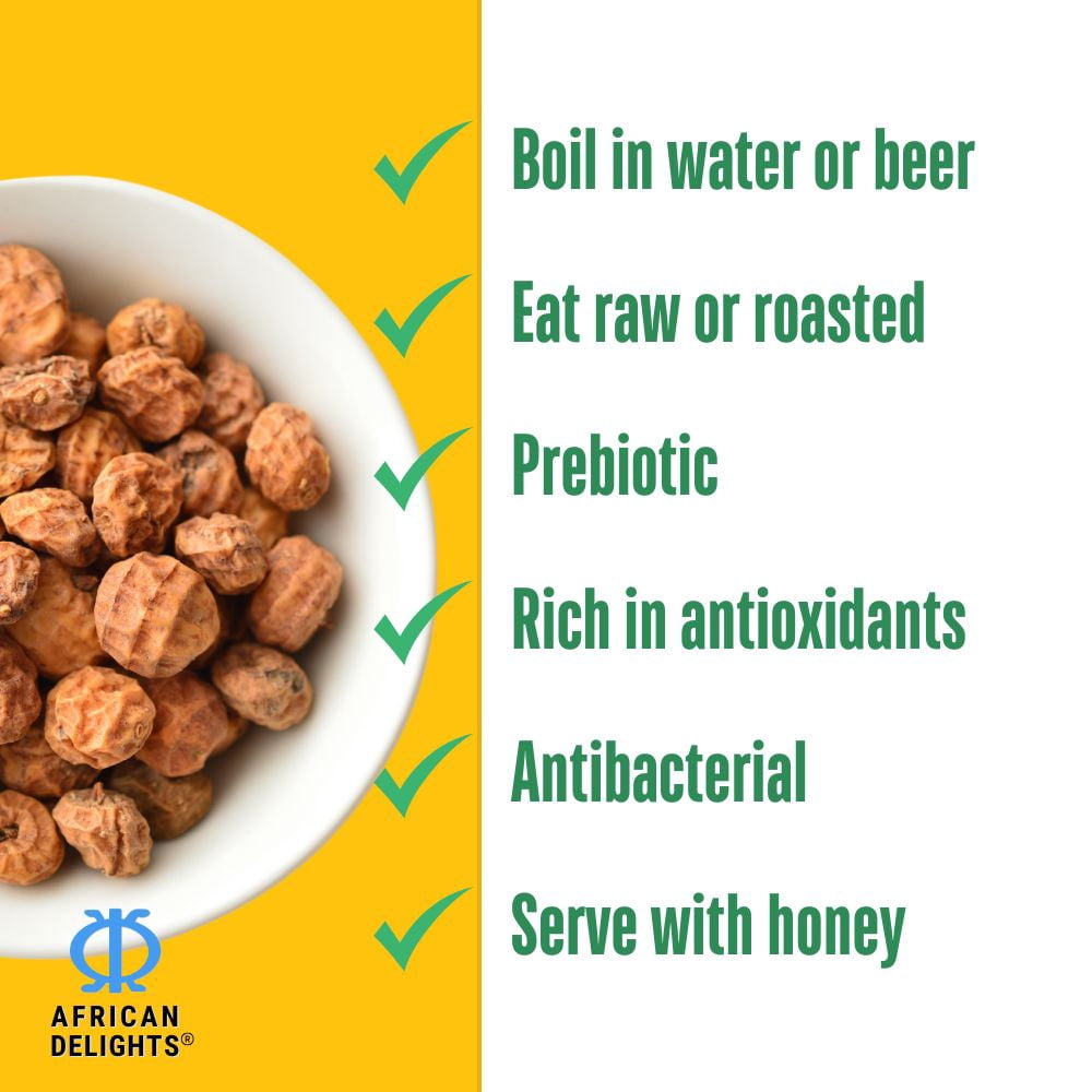 African Delights Organic Tiger Nuts Snack - Gluten-Free Superfood 12oz