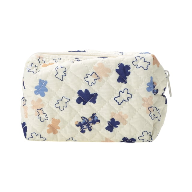 Bolsas de maquillaje de flores cuadradas acolchadas únicas 1 Pc Beige Poliéster