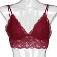thumbnail image 6 of Lovskoo 2024 Women Wireless Bra T-Shirt Bra Lace Solid One Piece Elastic Comfort Brassiere Underwear Burgundy, 6 of 9