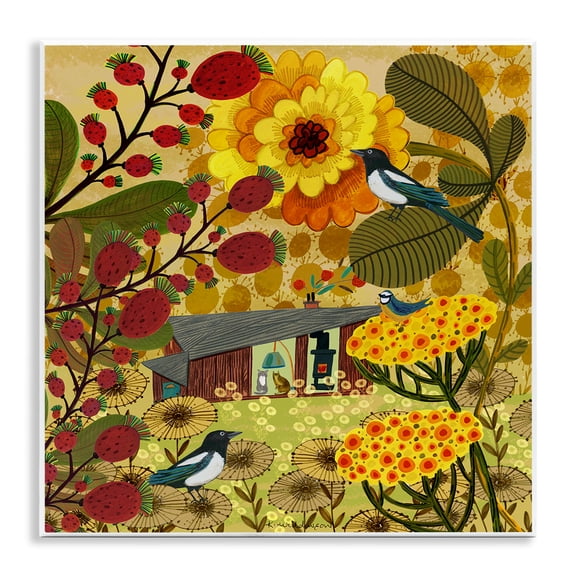 Stupell Industries Warm Autumnal Cottage Floral Painting Unframed Art Print Wall Art, 12 x 12