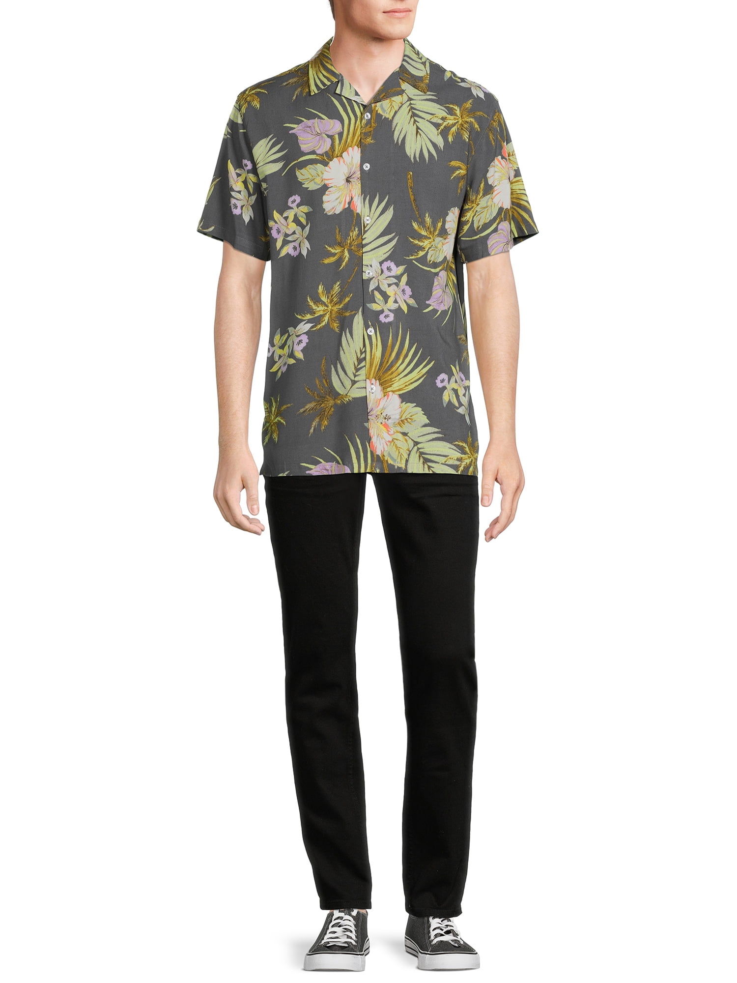 No Boundaries Men's and Big Men's Printed Shirt with Short Sleeves