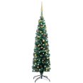 thumbnail image 1 of vidaXL Slim Artificial Pre-lit Christmas Tree with Ball Set Green 150 cm, 1 of 5