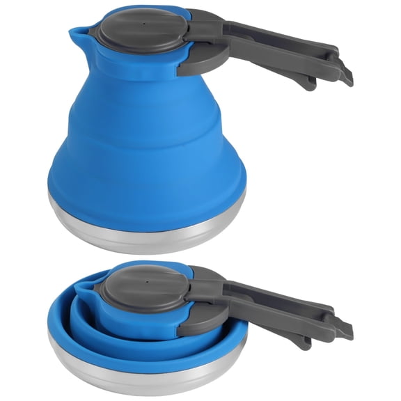 1.5L Collapsible Silicone Kettle, Portable Camping Kettle, Folding Travel Tea Kettle for Gas, Electric, Induction Stoves, 50oz Outdoor Hiking Water Kettle