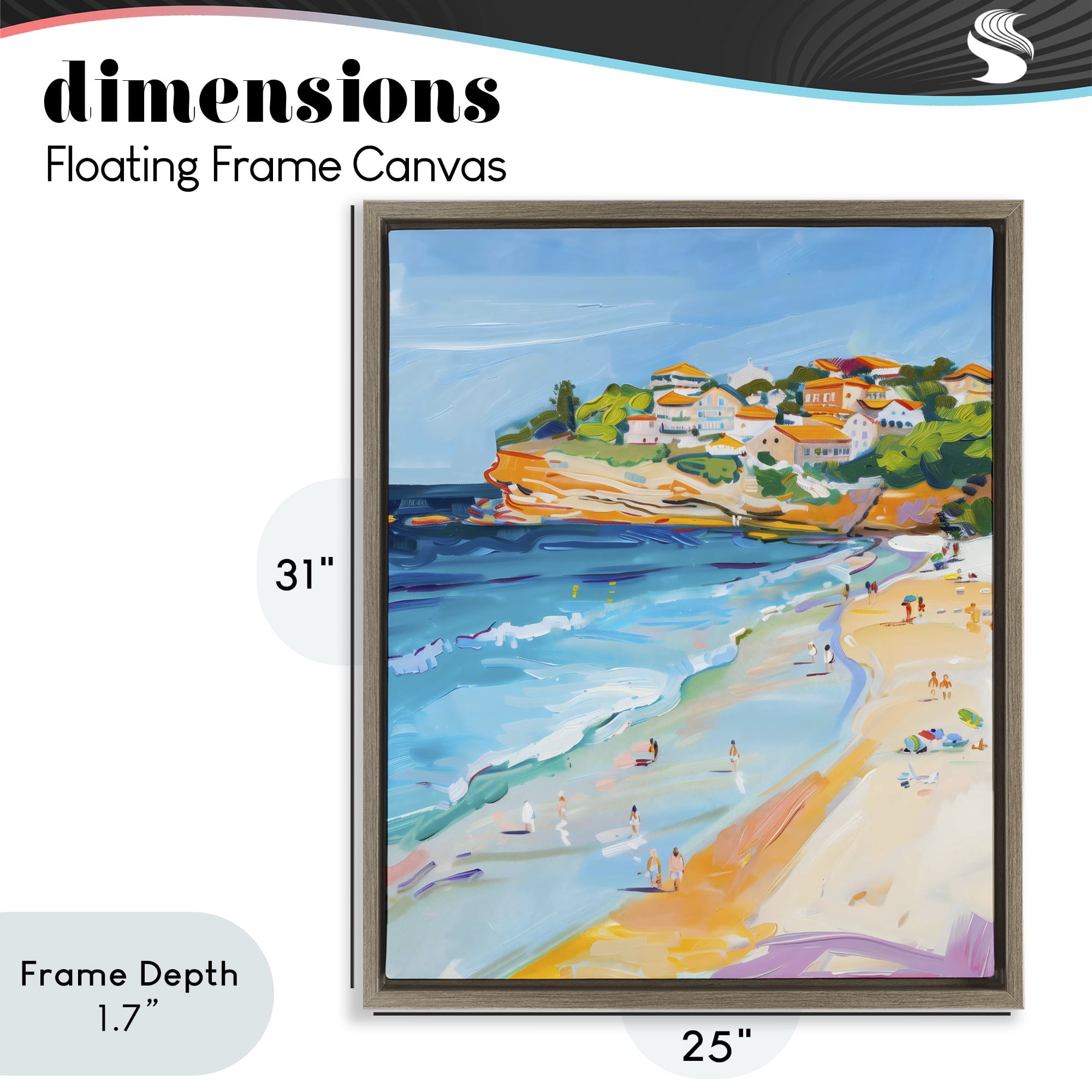 Stupell Industries Bondi Beach Cove Brown Framed Floater Canvas Wall Art, design by The Prints Vibe