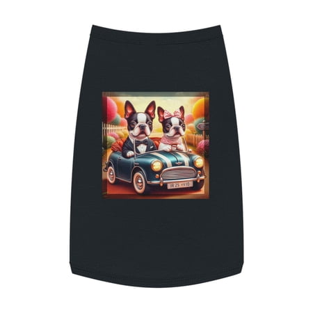 Wacky Boston Terrier Dog Couple In Mini Car Tank Top