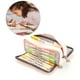 thumbnail image 5 of Estuche para lápices de gran capacidad, bolsa de papelería bonita con múltiples bolsillos y doble apertura para escuela de estudiantes, rejilla pequeña rosa y blanca, 5 of 5
