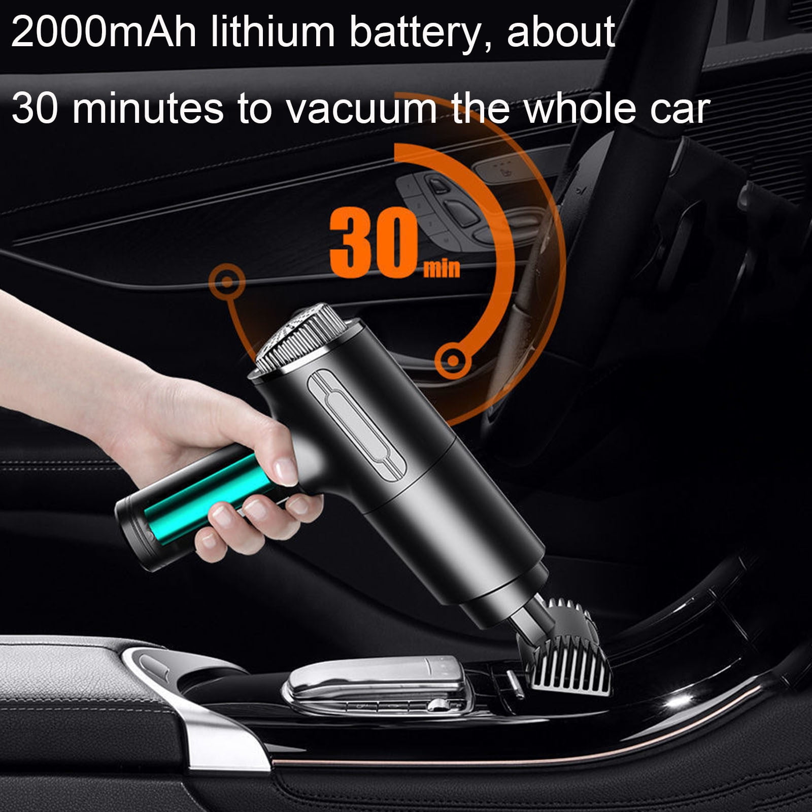 Handheld Car Vacuum Cleaner Wireless,120W Powerful Suction Wet and Dry Portable Vacuum with USB Charging,Three Brush Heads for Pet Hair Dirt Debris,Easy Cleaning for Cars Home and Stairs-One Size