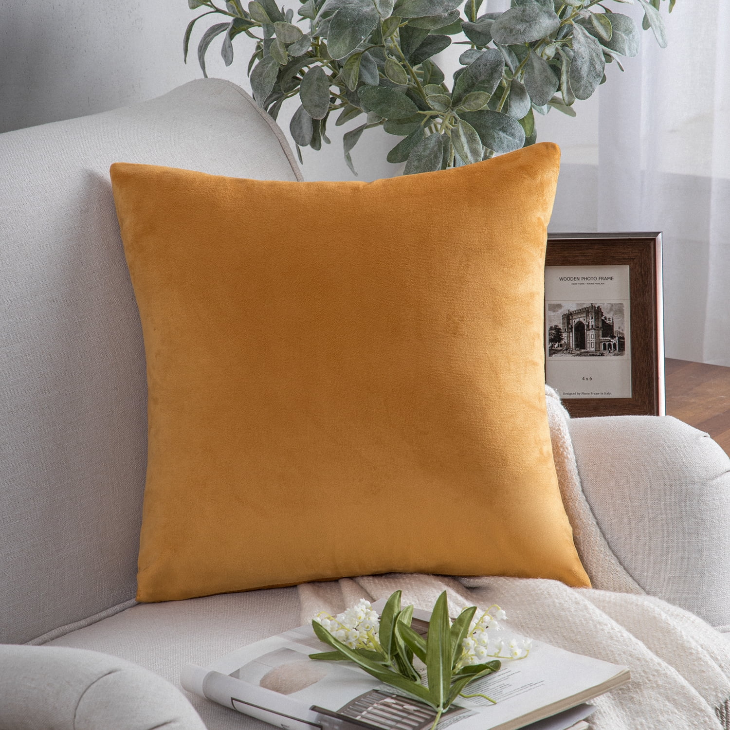 Phantoscope Soft Silky Velvet Series Decorative Throw Pillow, 18
