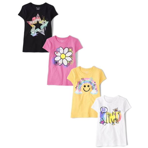 Camiseta The Children's Place de manga corta, paquete de 4, para niñas de 5 a 6 años