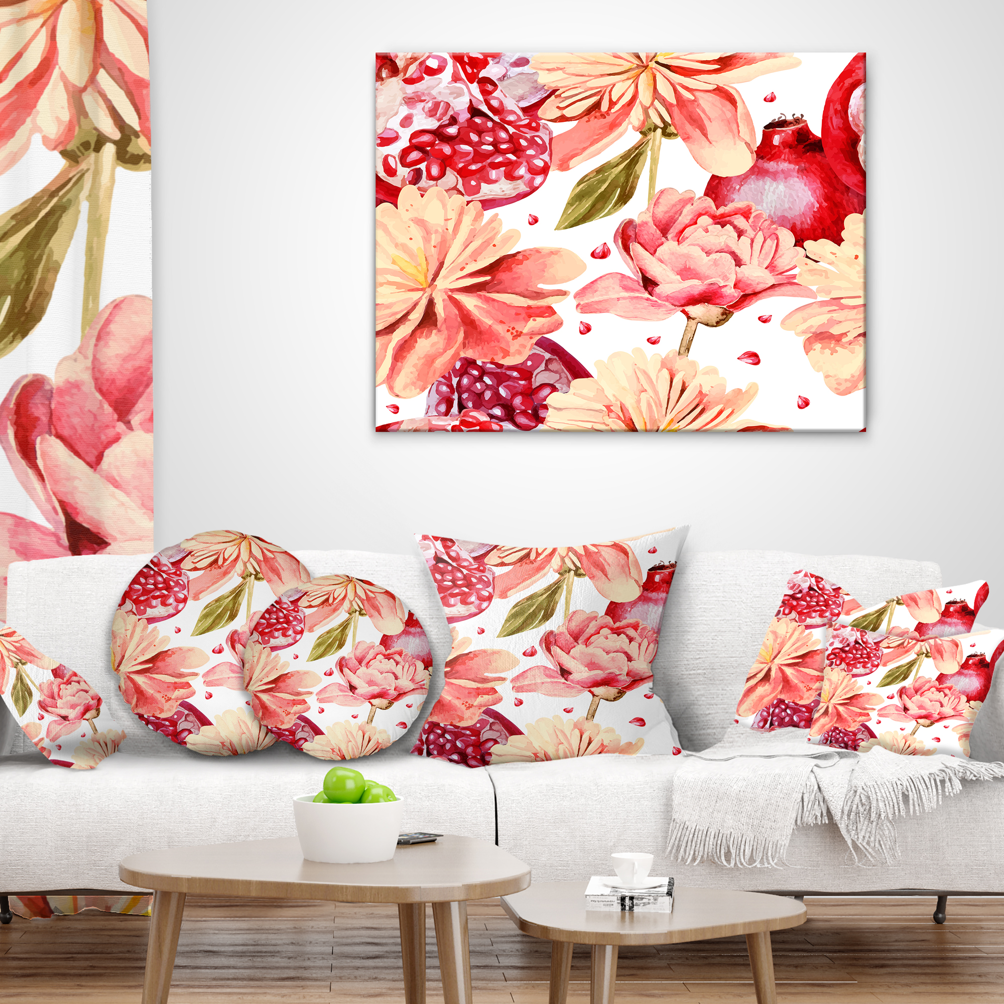 Designart Flowers beyond the Edges - Floral Throw Pillow - 16x16