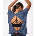 thumbnail image 4 of PENGXIANG Womens Open Back Yoga Tops Short Sleeve Loose Fit Activewear Muscle Tops Workout, 4 of 4