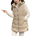 thumbnail image 4 of Busydd Women Puffer Vest Solid Color Hooded Womens Down Vest Sleeveless Zipper Warm Winter Vest for Women Casual Thermal Puffer Jacket M, 4 of 4