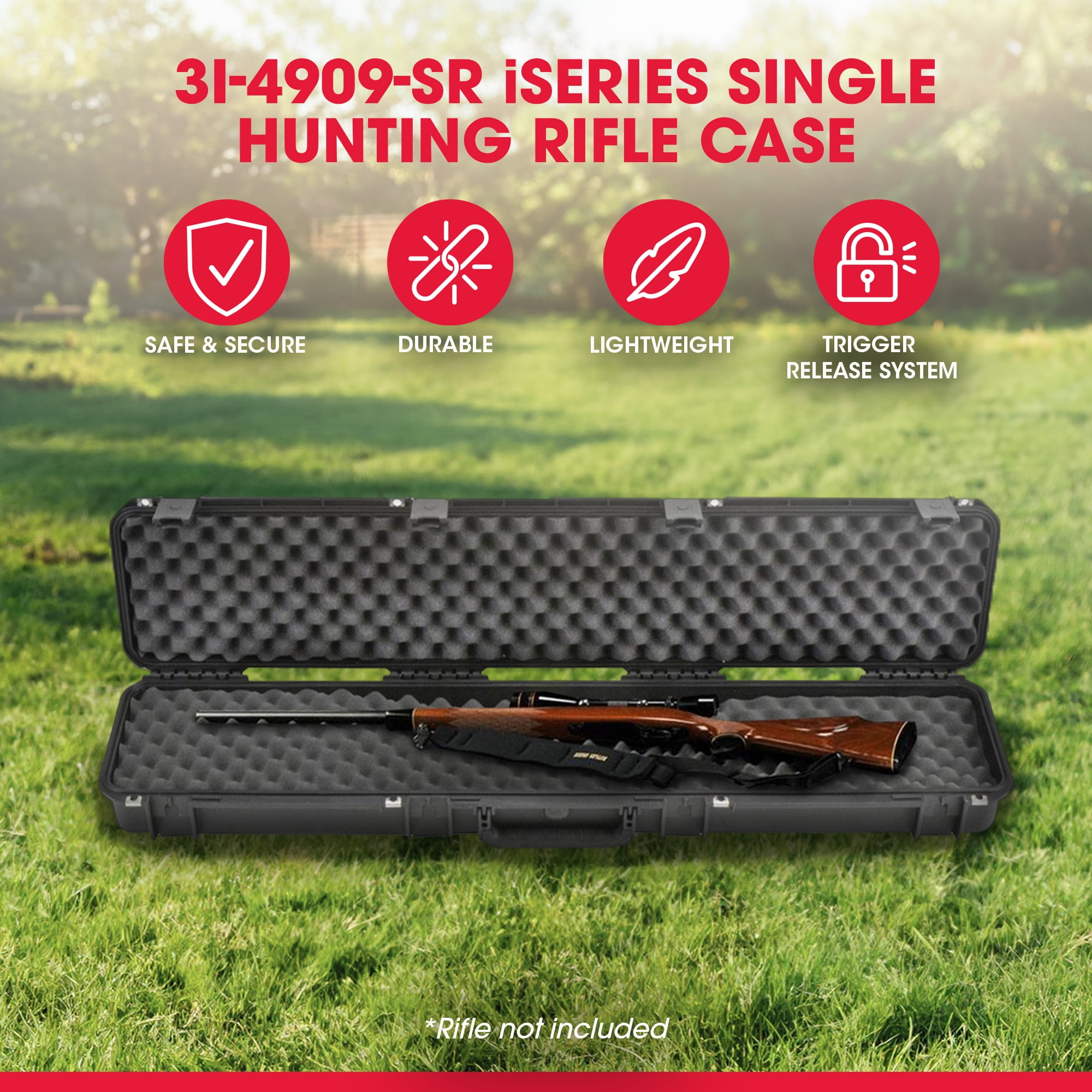 SKB 3I4909SR ISERIES 4909 SINGLE RIFLE CASE 49"X9"X5" WATERPROOF BLACK