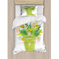 thumbnail image 1 of Hello Summer Duvet Cover Set Twin Size, Green Garden Boots with Flower Blooms and Summer Words Gardening Botany Theme, Decorative 2 Piece Bedding Set with 1 Pillow Sham, Multicolor, by Ambesonne, 1 of 3