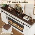 thumbnail image 2 of ANPOO 70.9" Farmhouse Fireplace TV Stand with 36" Electric Fireplace, LED Light & Sliding Barn Doors, Entertainment Center Fits Up to 80 Inch TV, Rustic Media Console for Living Room, 2 of 9