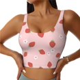 thumbnail image 1 of Fotbe Hand Drawn Strawberry Sujetador Deportivo Largo sin Aros para Mujer con Almohadillas y Soporte Medio, Transpirable y Absorbente, Camiseta Tipo Chaleco o Tank Top-Large, 1 of 8