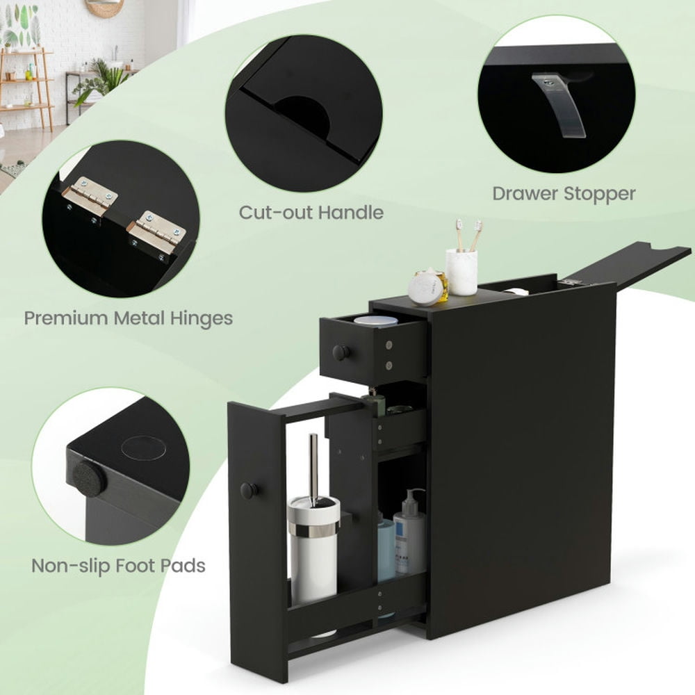 Finihen Bathroom Storage Cabinet, Bathroom Cabinet Organizer, Black Bathroom Cabinet Space Saver Storage Organizer, for Bathroom, Black Finihen Bathroom Storage Cabinet, Bathroom Cabinet Organizer, Black Bathroom Cabinet Space Saver Storage Organizer, for Bathroom, Black