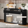 thumbnail image 3 of GZXS Modern Fluted Console Table with Storage, 59-Inch Oval Entryway Table with 2 Drawers and Open Shelf, Accent Table for Hallway or Living Room, Black, 3 of 10