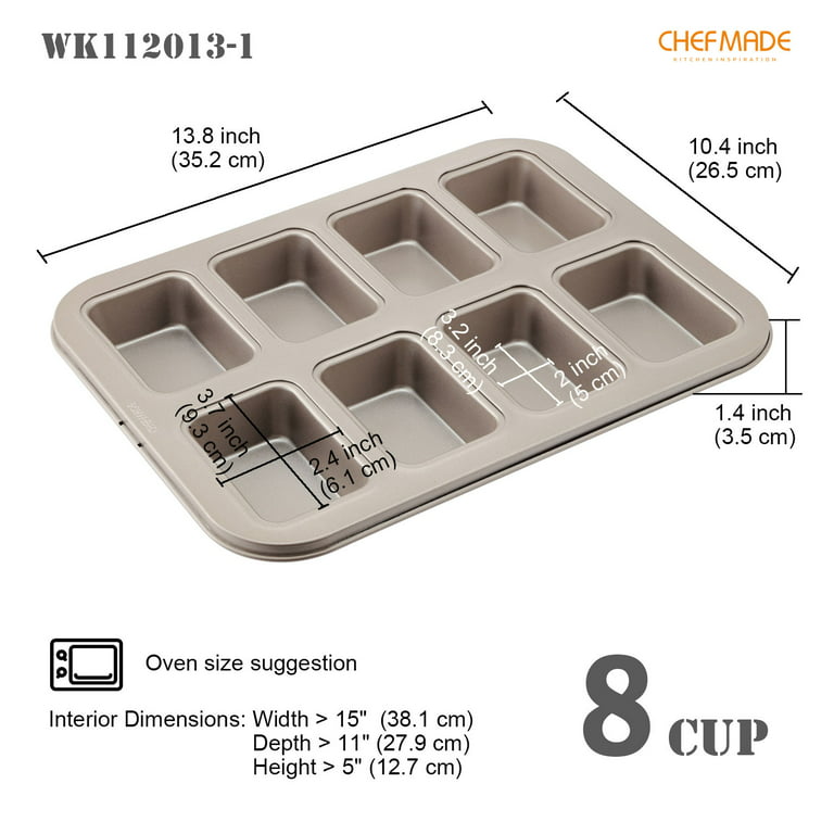 CHEFMADE Brownie Cake Pan, 12-Cavity Non-Stick Square Muffin Pan Blondie Bakeware for Oven Baking (Champagne Gold)