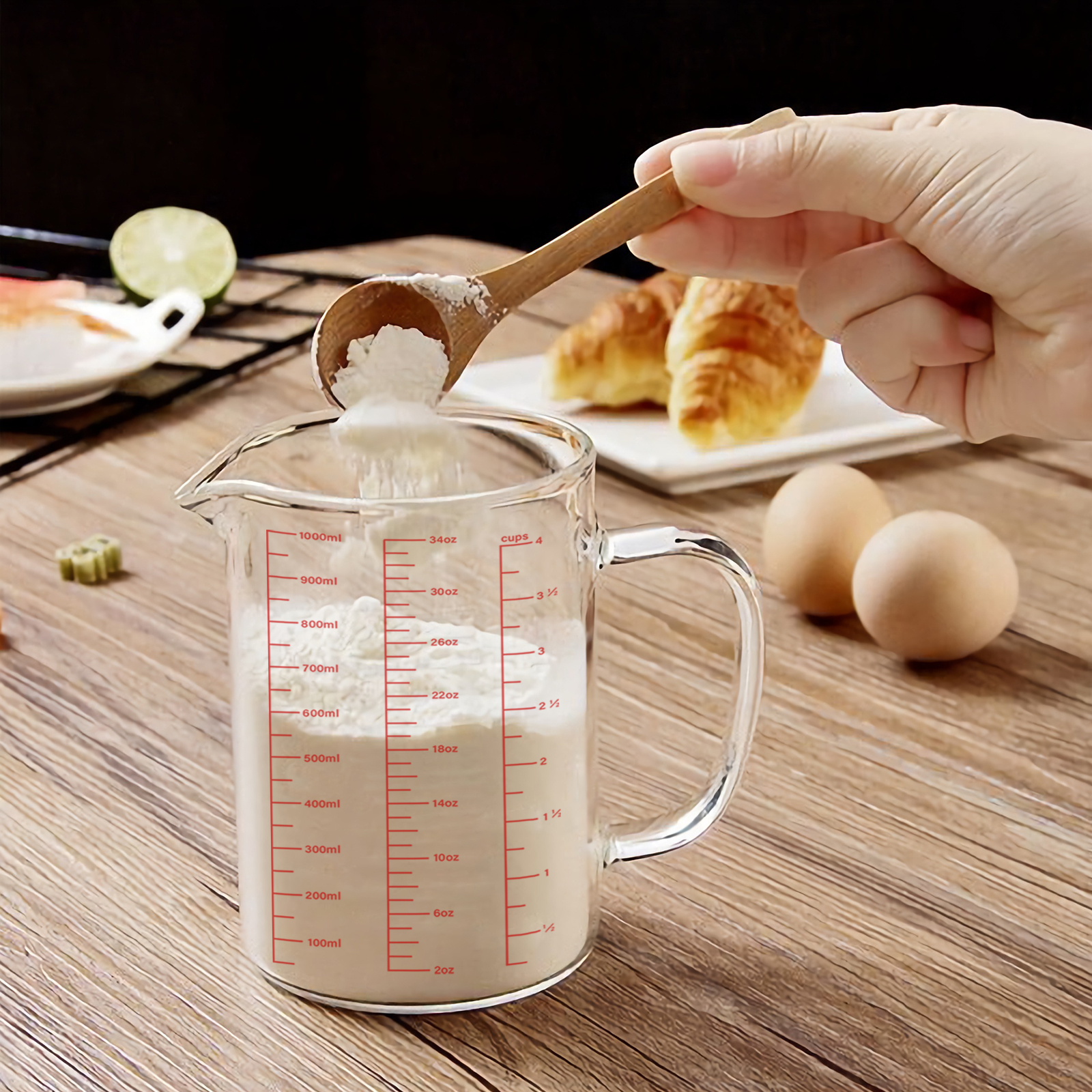WhiteRhino 4-Cup Borosilicate Glass Measuring Cup, Clear photo 2