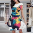 thumbnail image 2 of Colorful Cat Holding Mouse Women's Classic Swing Skater Dress Casual Work Party Cocktail Dresses, 2 of 6