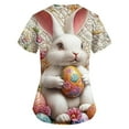 thumbnail image 6 of ADSSDQ Easter Scrub Tops Women Stretchy Vneck Short Sleeve Funny Cartoon Bunny Print Nurse Working Uniforms with 2 Pockets Light Gray L, 6 of 6