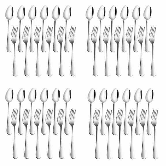 Set of 48, Stainless Steel Dinner Forks and Spoons, Find Top Heavy-Duty Forks (8 Inch) and Spoons (7 Inch) Cutlery Set