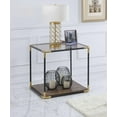 thumbnail image 3 of 24" X 24" X 24" Black/Gold Smoky Glass Metal Wood Veneer (Paper) End Table, 3 of 3