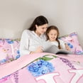 thumbnail image 4 of Manfei Lovely Monogram K Full Size Comforter Sets,Cute Floral Bedding Comforter Set,Multicolored,Pink Reversible,3pcs,1 Comforter and 2 Pillowcases, 4 of 7