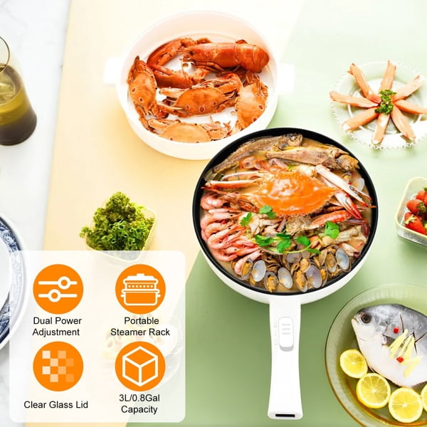 imerelez 3L Electric Multi-Cooker, Non-Stick Hot Pot with Steamer & Dual Power, 1000W Overheat Protection for Dorm