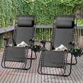 thumbnail image 2 of CHYVARY Set of 2 Oversized Zero Gravity Patio Reclining Lounge Chair with an Adjustable Headrest and Side Tray, Black, 2 of 8
