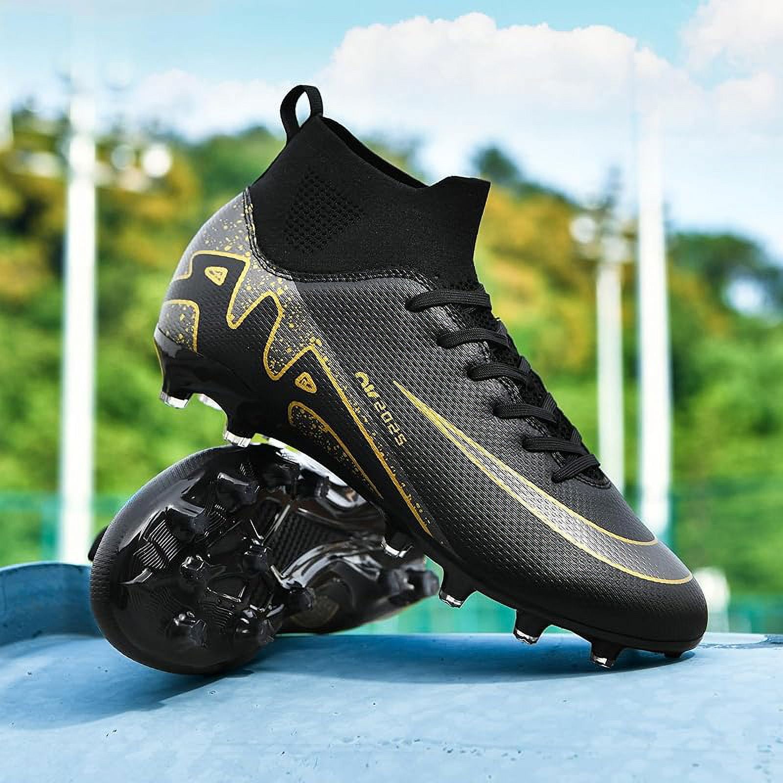 nike soccer shoes black and gold